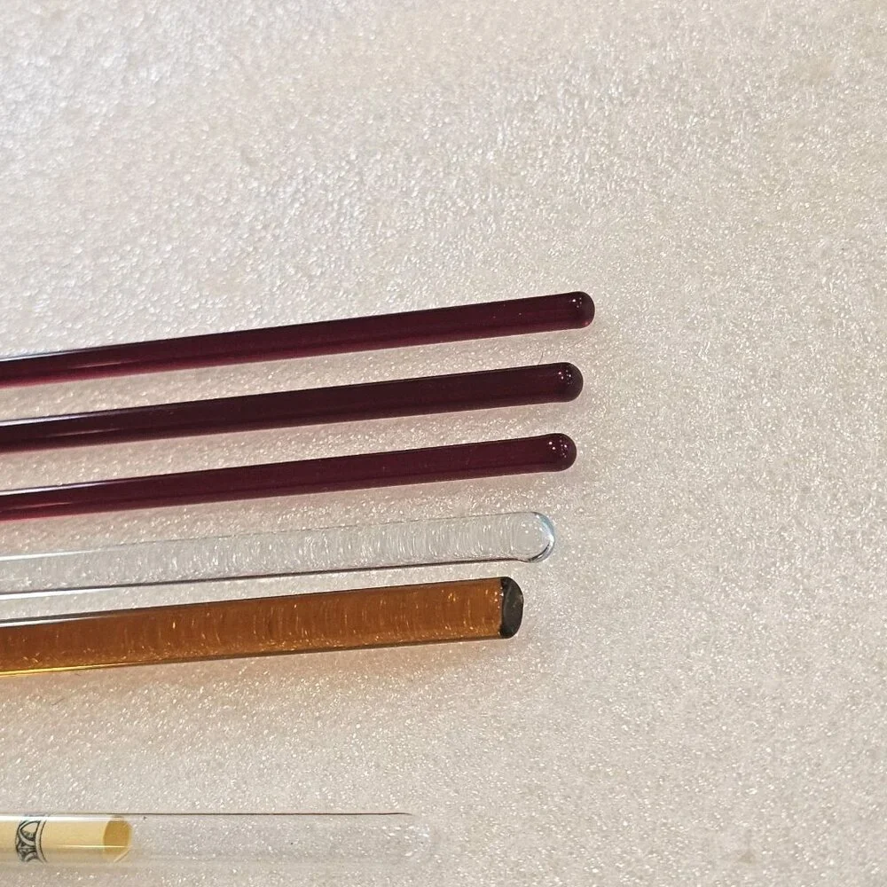 MCM Glass Swizzle Sticks Cocktail Stirrers Green River Whiskey Set 6 Amber‎ Red